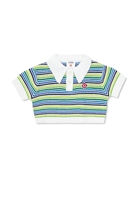 Casablanca Kids Textured Striped Polo Shirt