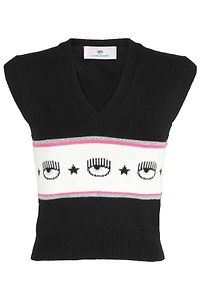 Chiara Ferragni Logo Intarsia Knitted Sleeveless Top