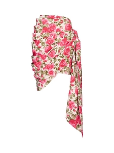 Floral Print Asymmetric Skirt