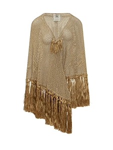 Chiara Is Open-Knit Fringed Shawl