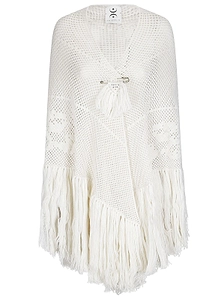 Peonia Fringed Knit Shawl