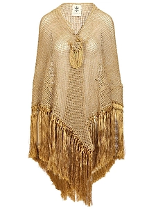 Chiara Is Fringed Openwork Shawl