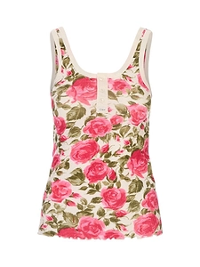 Henley Floral Print Tank Top