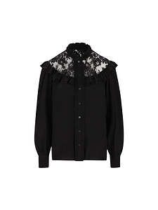 High-Neck Laced Ruffled Blouse