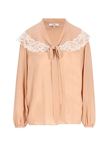 Chloé Lace Trim Tie-Neck Blouse
