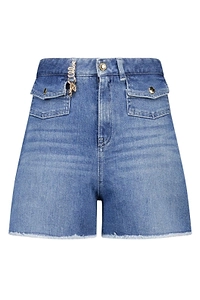 Chloé Kids Chain Detail Frayed Shorts