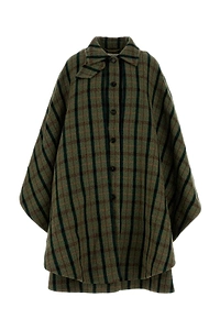 Chloé Brushed Check Layered Long Cape Coat