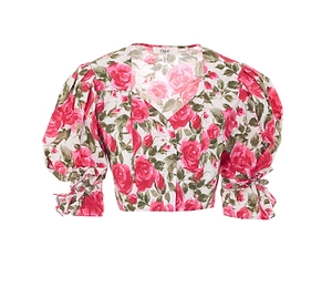 Chloé Cropped Floral Balloon-Sleeve Top