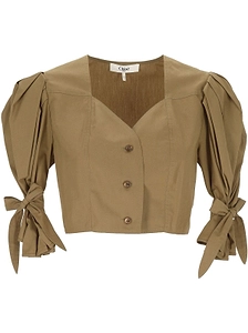 Cropped Puff-Sleeve Top