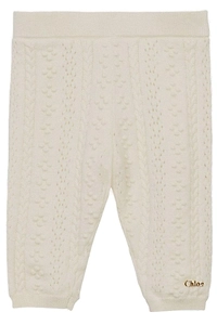 Chloé Kids Logo Lettering Ribbed Knit Leggings