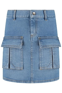 Chloé Kids Logo-Patch Denim Mini Skirt