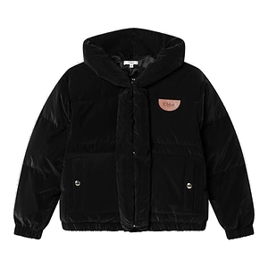 Chloé Kids Logo-Patch Hooded Padded Jacket