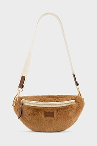 Logo Patch Faux-Fur Belt Bag