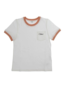 Chloé Kids Logo Pocket Contrast-Trim T-Shirt