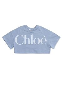 Chloé Kids Logo Printed Cropped T-Shirt
