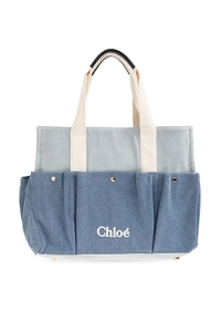 Chloé Kids Logo-Embroidered Denim Changing Bag