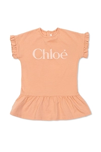 Chloé Kids Logo Printed Ruffled Dress
