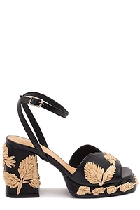 Vasilia Embroidered Floral Motif Sandals