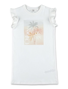 Chloé Kids Palm Printed Ruffled T-Shirt