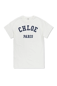 Chloé Kids Paris Logo Printed T-Shirt Dress