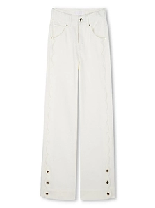 Chloé Kids Pants With Logo Patch And Scalloped Hem