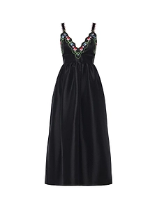 Cecilia B Floral Embroidered Midi Dress