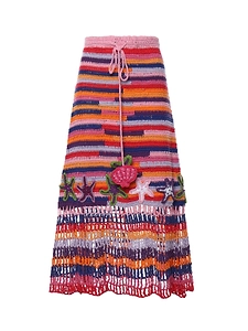 Crochet Appliqué Knitted Skirt