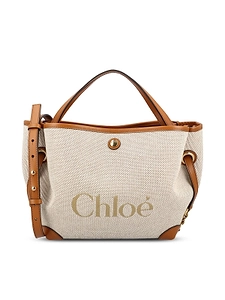 Chloé Logo Printed Double Carry Small Tote Bag