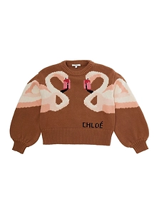 Chloé Kids Swan Intarsia Knitted Sweater