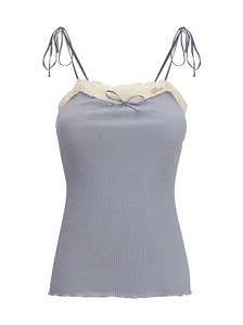 Lace Trim Jersey Strap Top