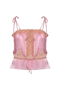 Chloé Lace Panelled Drawstring Satin Camisole Top