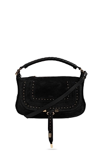 Marcie Small Studded Velvet Shoulder Bag