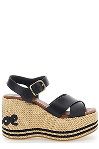 Chloé Logo Embroidered Wedge Sandals