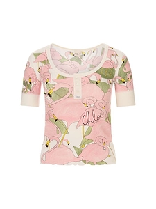Chloé Short-Sleeved Logo Henley Shirt
