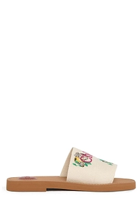 Chloé Woody Citrus-Embroidered Flat Sandals