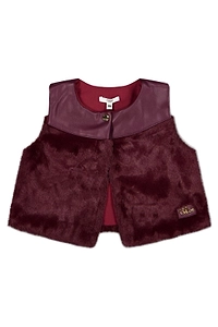 Chloe Kids Logo Plaque Faux-Fur Panelled Gilet