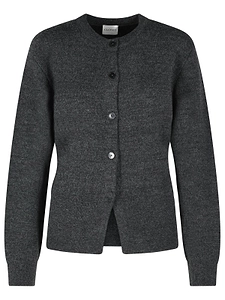 Closed Ribbed Crew Neck Cardigan