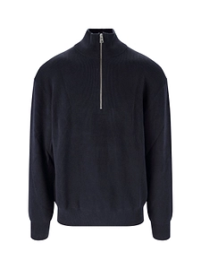 Closed Ribbed Half-Zip Knitted Sweater