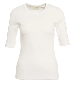 Closed Ribbed Three-Quarter Sleeve T-Shirt