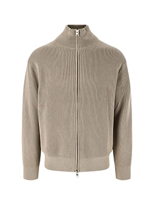 Closed Ribbed Zip-Up Cardigan