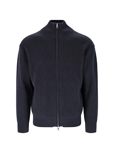 Closed Ribbed Zip-Up Knitted Sweater