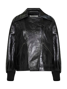 Co Asymmetric Textured Leather Coat
