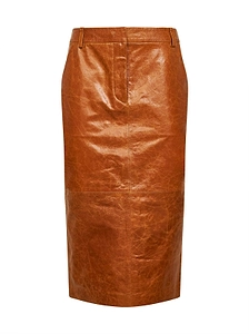 Brandy Textured Leather Midi Skirt