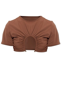 Christopher Esber Prong Ruched Cut-Out Bikini Top