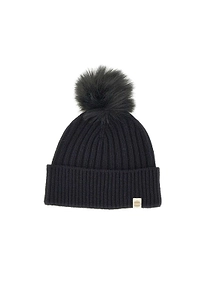 Ribbed Pom-Pom Beanie Hat