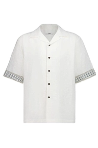 Braided Crochet Trim Bowling Shirt