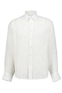 Commas Sheer Striped Button-Up Shirt