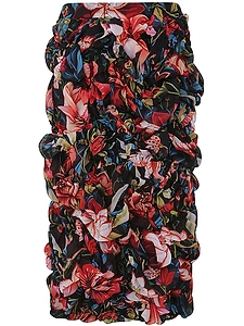 Graphic Printed Ruched Midi Skirt