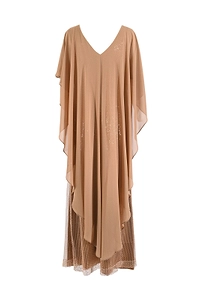 Clips Draped Mesh Panel Dress