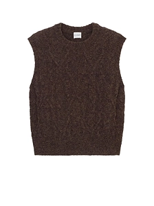Closed Cable-Knit Sleeveless Knitted Top